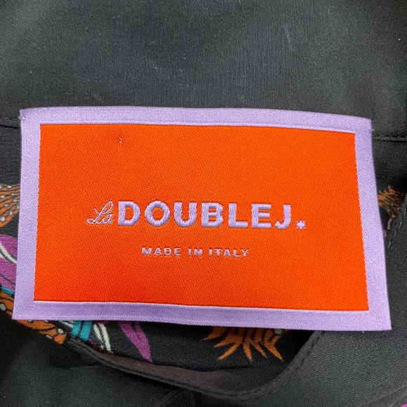 LA DOUBLEJ BLACK / PURPLE MULTI PRINTED SILK SHORTY DRESS - Picture 4 of 6